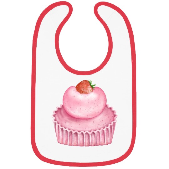 Strawberry Pink Pastry Design Bibs