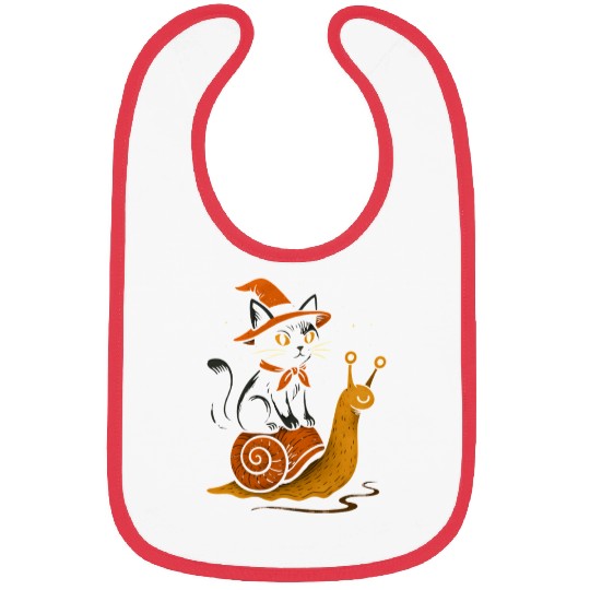Halloween Cat with Snail and Wizard Hat Bibs