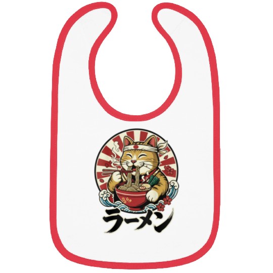 Victory Cat Ramen Illustration Bibs
