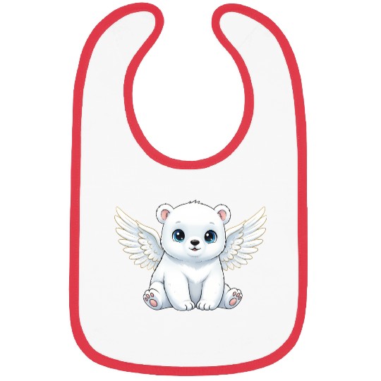 Cute polar bear angel with wings smiling cartoon Bibs