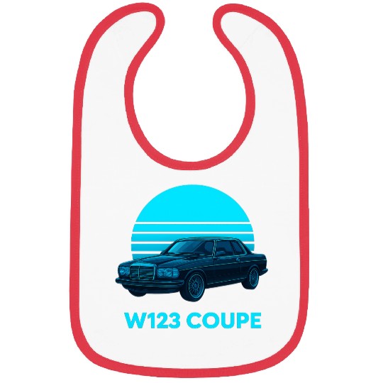 Black W123 Coupe – Neon Retro 80s Style Automotive Bibs