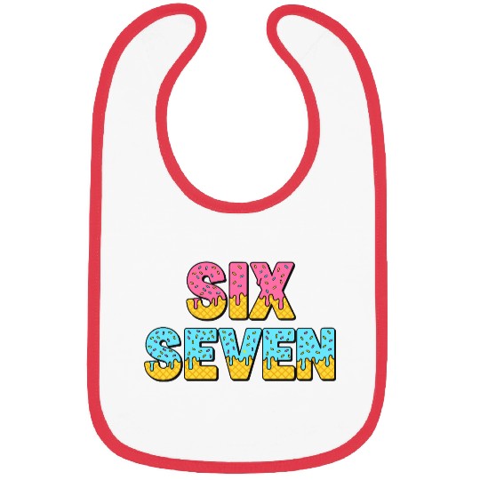 67 Six Seven Meme Funny Ice Cream Drip Waffle Cone Bibs