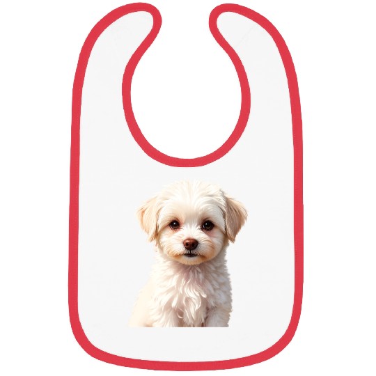 Adorable White Puppy Portrait Design Bibs