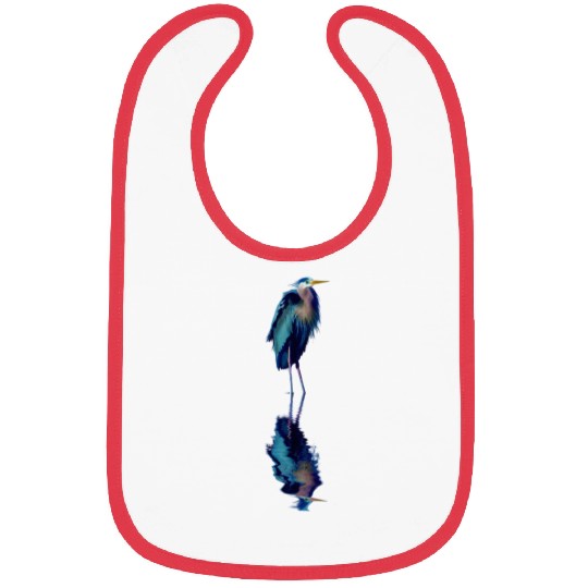 Great Blue Heron Stands Reflected Bibs