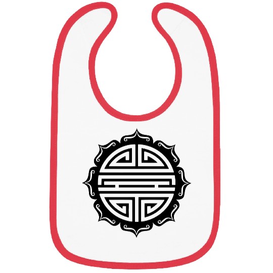 Shou Lotus , Chinese good luck charm, long life Bibs