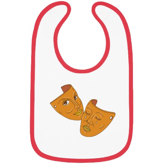 Theater Mask Comedy and Tragedy Mono Line Bibs