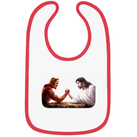 God arm wrestling Satan Bibs