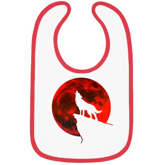 Howling wolf full blood moon space galaxy gift dog Bibs
