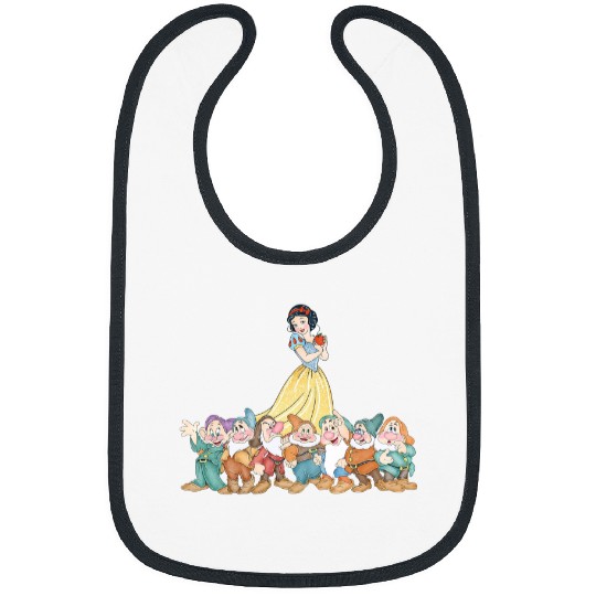 Disney Snow White Princess Watercolor Bibs, Snow White Seven Dwarfs Bibs
