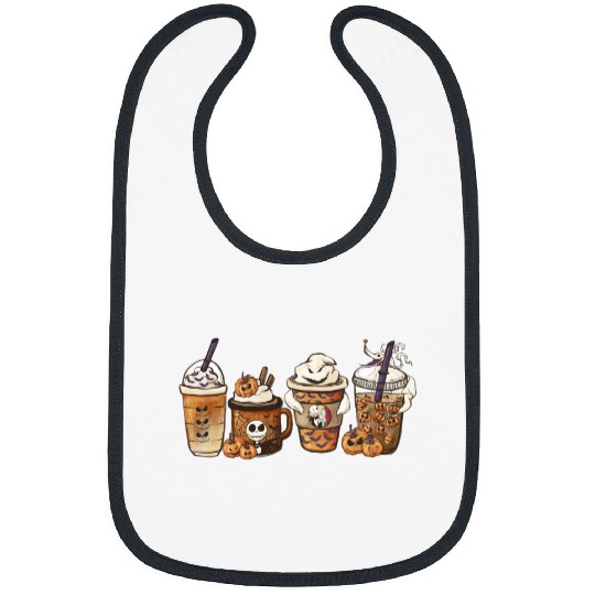 Disney The Nightmare Before Christmas Coffee Cup Bibs, Jack Skellington Sally Pumpkin Latte Coffee