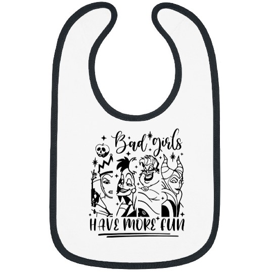 Bad Girls Have More Fun - Disney Villian Graphic Bibs, Ursula Maleficent Evil Queen, Disney Bibs, Halloween Tees, Disney Tees.