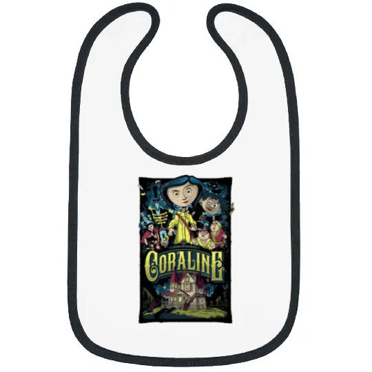 Coraline Bibs, Coraline Doll Bibs, Vintage Disney Halloween Unisex Bibs