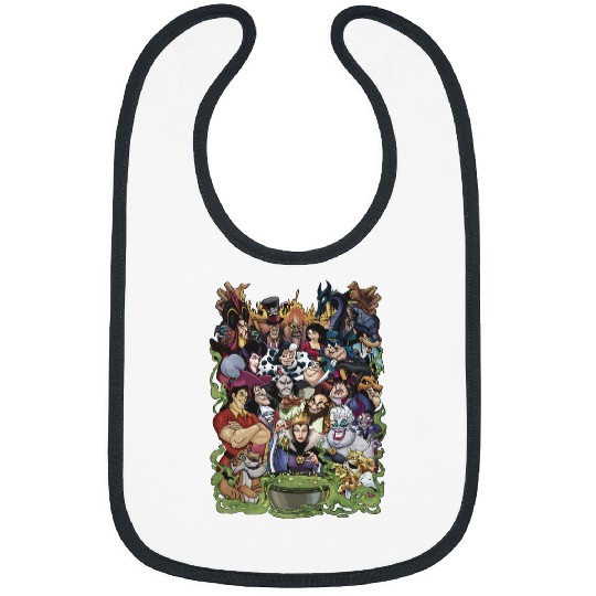 Disney Villains Group Collage Gaston Ursula Maleficent Bibs
