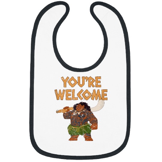 Disneyss Moana Maui Confident Pose You're Welcome Retro Logo Bibs