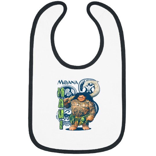 Disney Moana Maui Confident Pose Tribal Symbols Bibs