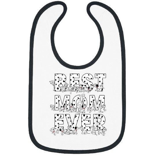Disneyssss 101 Dalmatians Best Mom Ever Big Chest Text Logo Bibs