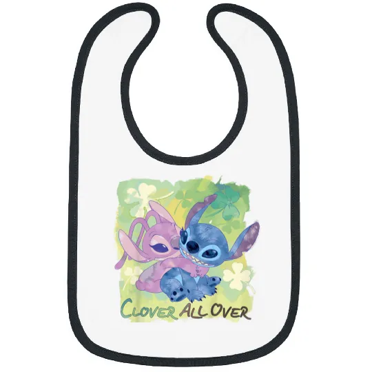 Disneyssss Lilo Stitch Angel St Patrick's Day Clover All Over Bibs