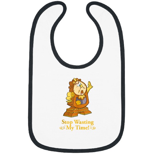 Disney Beauty and the Beast Cogsworth Stop Wasting My Time Bibs