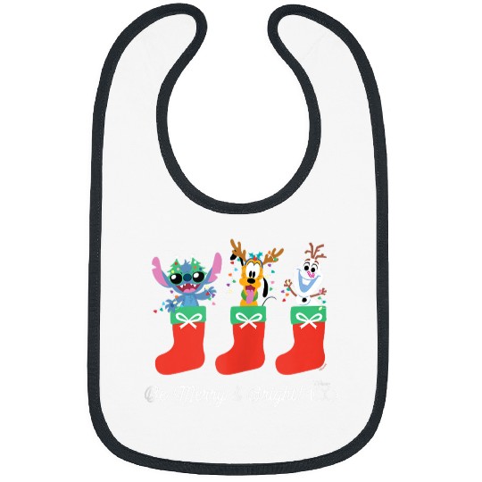 Disneyss 100 Stitch Pluto Olaf Christmas Be Merry Bright Bibs