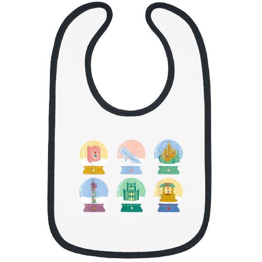 Disney Princess Cute Snow Globes Pastel Colors Chest Logo Bibs