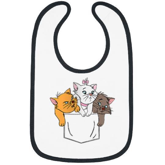 Disneyss The Aristocats Adorable Kittens Trio Faux Pocket Logo Bibs
