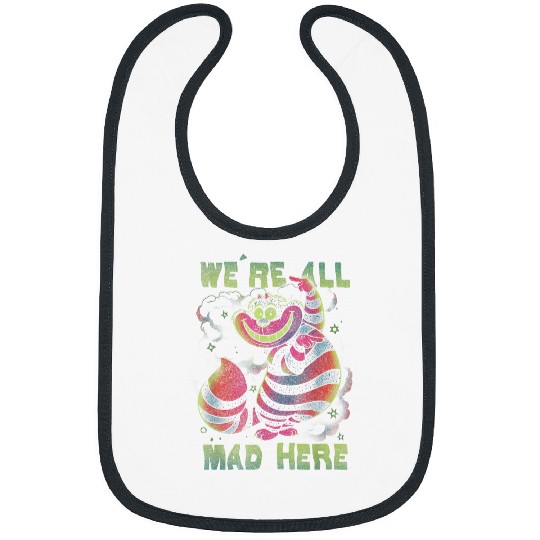 Disneyss Alice In Wonderland Cheshire Cat Neon All Mad Here Short Sleeve Bibs