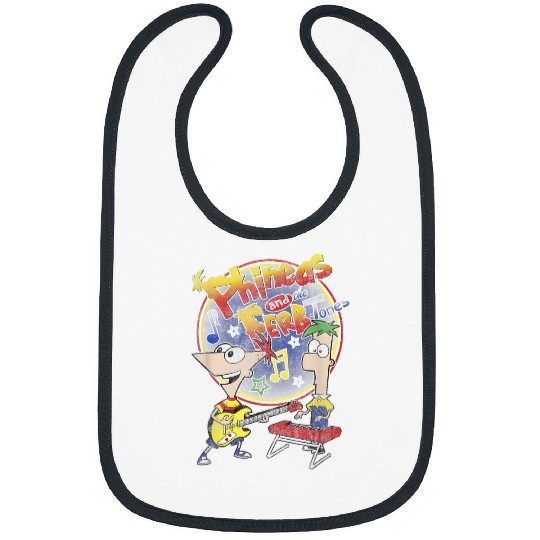 Disney Phineas And Ferb-tones Distressed Band Logo Bibs