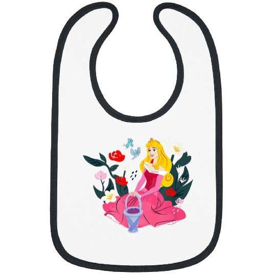 Disneyss Sleeping Beauty Princess Aurora Flower Birds Sketch Bibs