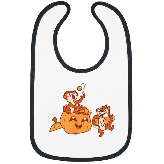 Disneyss Chip N Dale Halloween Pumpkin Bucket Corner Art Bibs