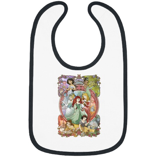 Womens Disney Princess Classic Cartoon Group Collage V-Neck Bibs