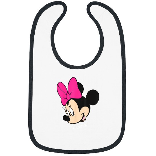 Disney Mickey And Friends Minnie Mouse Big Face T-Shirt, Black, Small Bibs