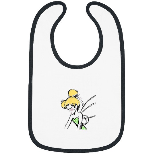 Womens Disney Peter Pan Tinker Bell Sketch Profile V-Neck T-Shirt Bibs