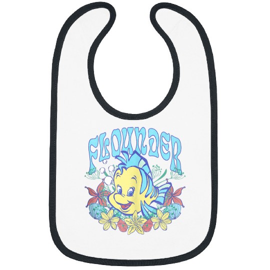Disneyss The Little Mermaid Cute Flounder Floral Chest Poster Bibs