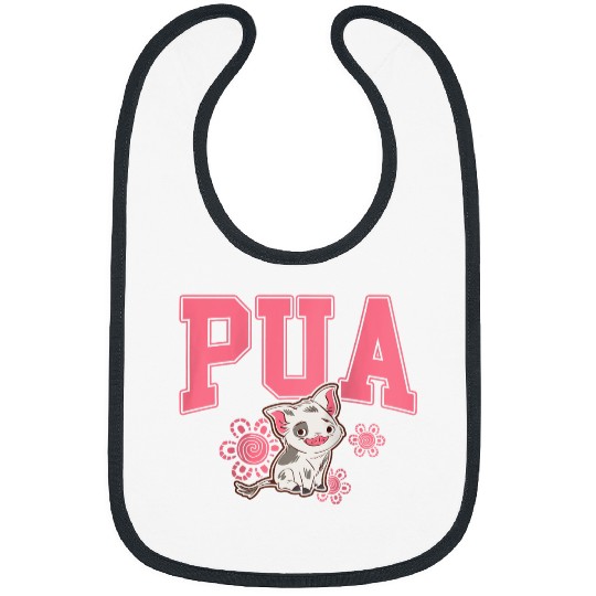 Disney Moana Cute Pua Big Chest Collegiate Text Logo Bibs