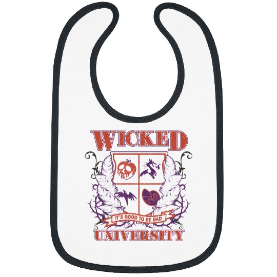 Disney Villains Wicked University Good To Be Bad Retro Logo Bibs