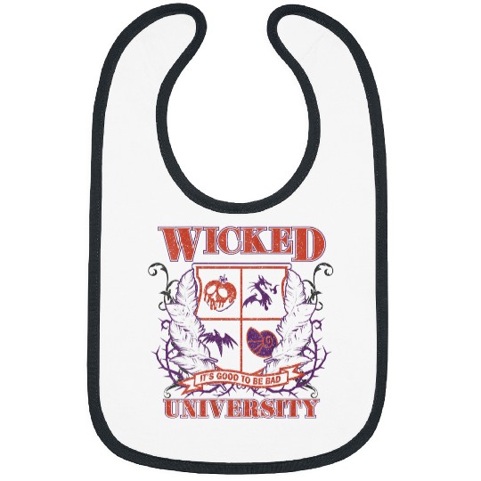 Disney Villains Wicked University Good To Be Bad Retro Logo Bibs