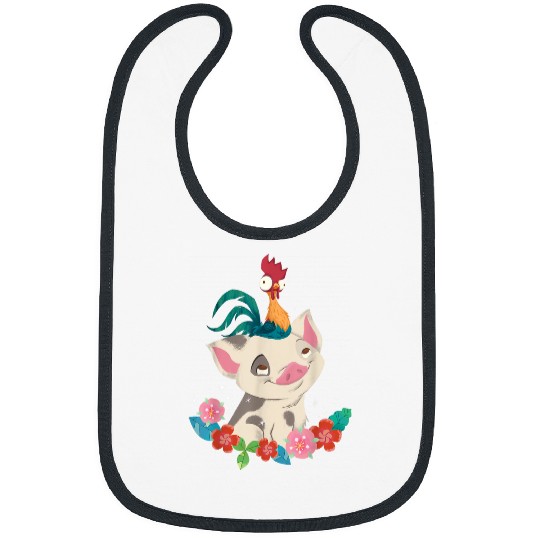 Disneyss Moana Hei Hei Rooster Pua Flowers Sketch Portrait Bibs
