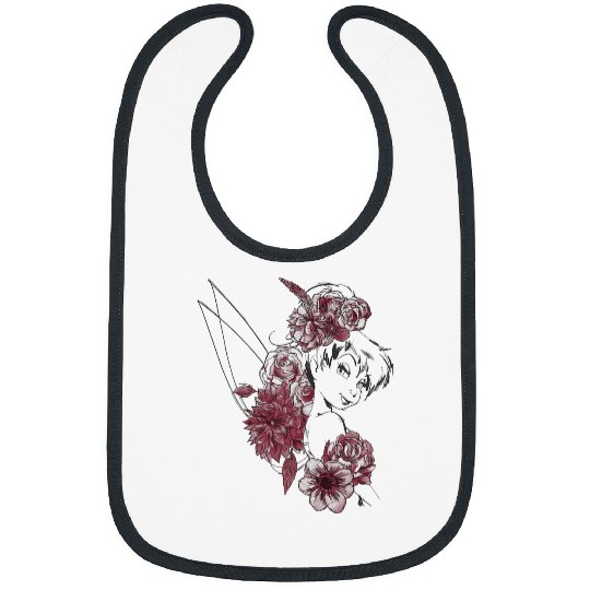Disneyss Peter Pan Tinkerbell Flowers Floral Outline Bibs