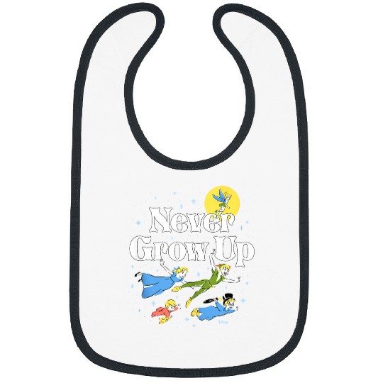 Vintage Never Grow Up Peter Pan Bibs, Disney Peter Pan Bibs
