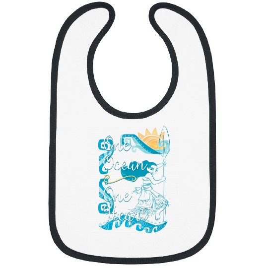 Disney Moana One Ocean Heart Colorful Waves Graphic Bibs