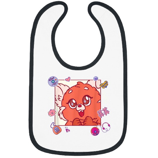Disneyss And Pixarss Turning Red Fluffy Cute 90s Panda Mei Bibs