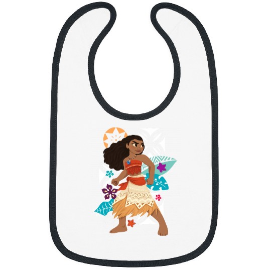 Disney Moana Power Girl Pose Tropical Flowers Chest Poster Bibs