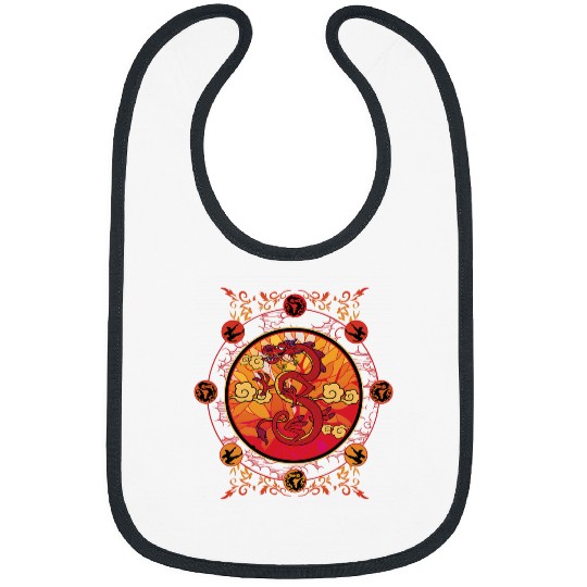 Disney Mulan Mushu Traditional Art Circle Portrait Bibs