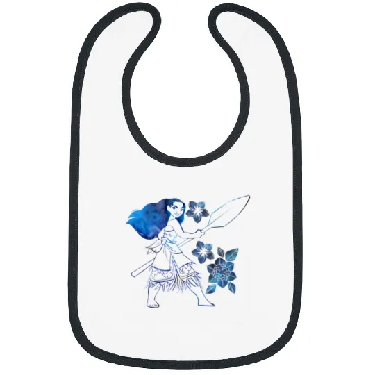 Disney Moana Watercolor Flower Portrait Bibs