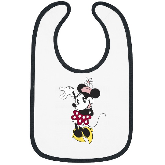 Disney Minnie Mouse Waving Pose Cute Flower Hat Portrait Bibs