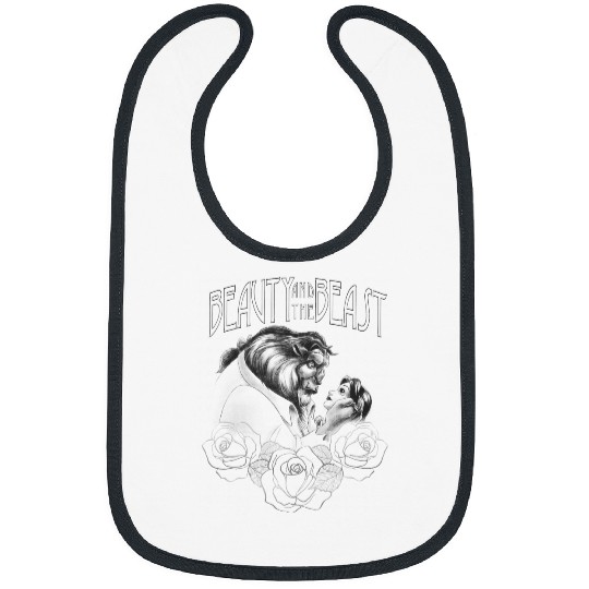 Disney Beauty and the Beast Belle and Beast Line Art Sketch Bibs