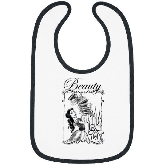 Disney Beauty and the Beast Belle Book Stack Sketch Portrait Bibs