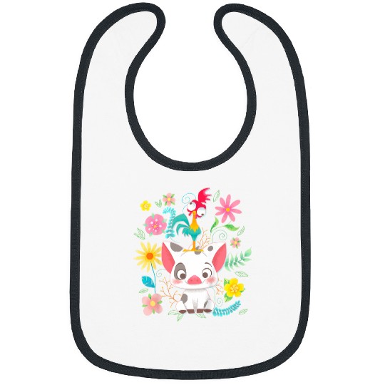 Disneyss Moana Pua Hei Hei Cute Pose Floral Big Chest Poster Bibs
