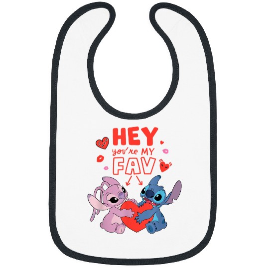 Disneyss Stitch Angel Hey Youre My Fav Love Valentines Day Bibs