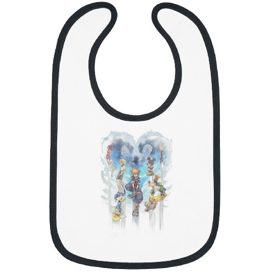 Disneyss Kingdom Hearts Main Characters Heart Shape Distressed Bibs